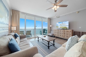Living area with smart TV and plenty of seating