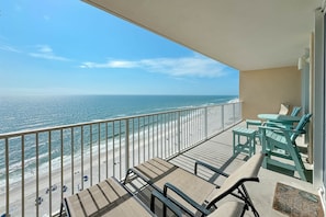 Private balcony with beach views