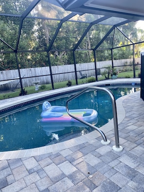 pool is heated with solar panels (pls read description)