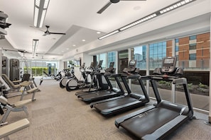 Get your sweat on at the 24-hour fitness center!