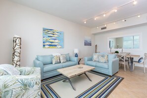 Gorgeous coastal decor throughout this elegant ocean front condo.