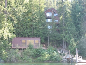 Waterfront home and guest cabin.