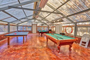 Fun game room with ping pong and pool table