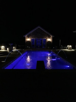 Pool with night lights
