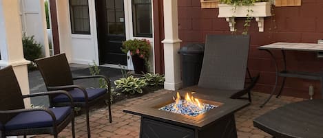 Patio area with gas fireplace