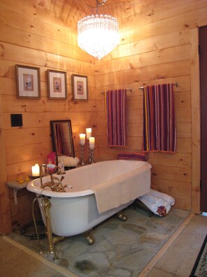 Claw foot tub in Bathroom.