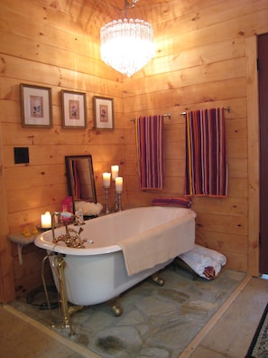 Claw foot tub in Bathroom.