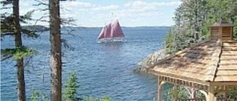 STUNNING VIEWS FROM THE SCREENED IN GAZEBO ON A LOWER CLIFF AT THE COTTAGE