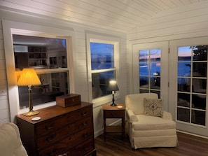 Living room at dusk at the Starfish Cottage!