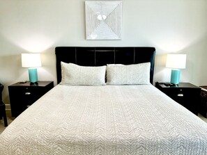 Master bedroom features a King sized bed