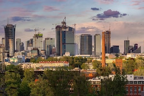 Spectacular view of the city at sunset.