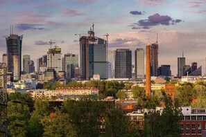 Spectacular view of the city at sunset.