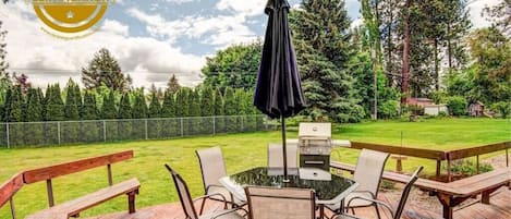 Enjoy hanging out on the large deck overlooking the huge backyard.