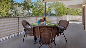 The condo has a spacious wrap-around balcony...