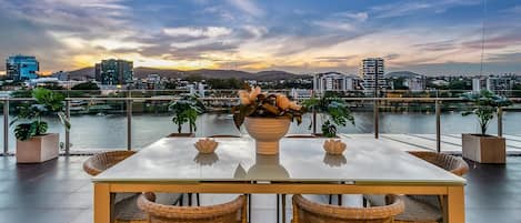 Sunset over Brisbane River and Mt Cootha