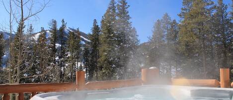 Private hot tub located off of Bunk Room on lower level. Check out those views! 