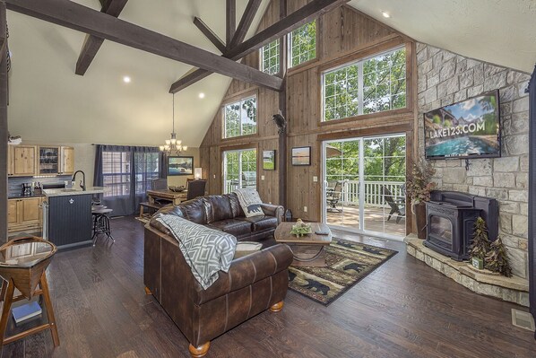 Living room and kitchen/dining area