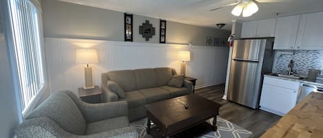 Living and Kitchen area with new LVP flooring