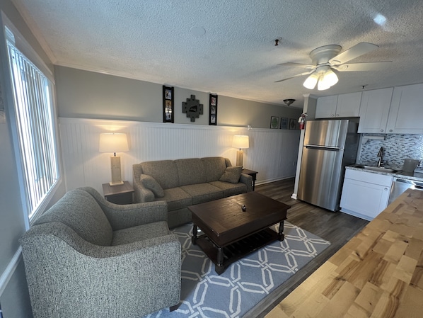 Living and Kitchen area with new LVP flooring