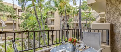 Private lanai to enjoy a meal and the tranquil garden views