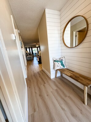 This is what you first see when you step into the condo. Brand new flooring!