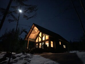 The cozy Chalet on a crisp winter's eve