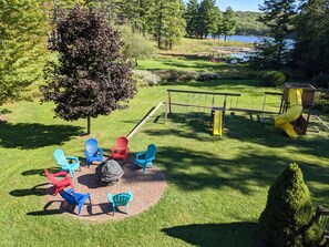 Backyard, fire pit, playground