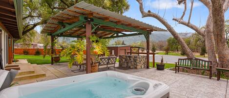 Spa tub on the back patio