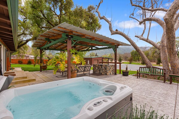 Spa tub on the back patio