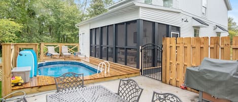 Heated pool & porch.  Note: a hot tub with a privacy fence surround added 2022