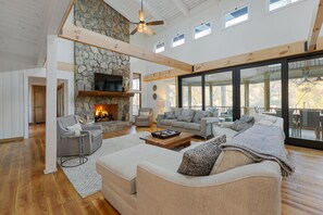 Great Room with Wood Fireplace