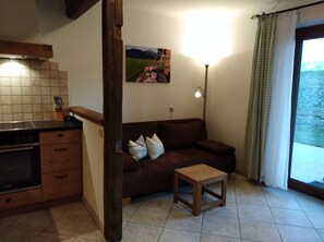 Ferienwohnung Rehblick 40 qm, 1 Schlafzimmer, Wohnküche, Terrasse-Wohnküche