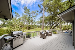 Gas grill on back deck