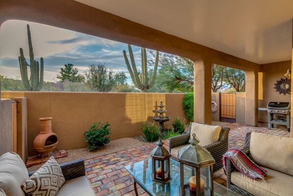 Just Imagine enjoying the beautiful Arizona sunsets here.  Back Patio/Gas Grill.