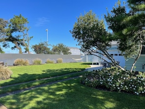 huge, private fenced back yard