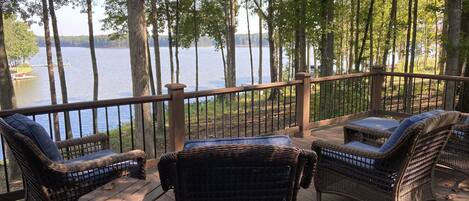 Deck view of our cove and open water