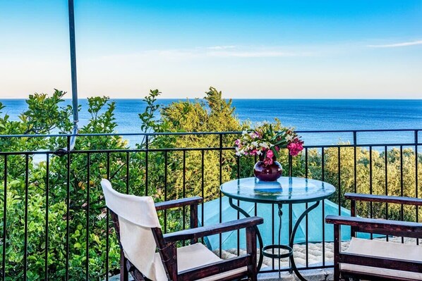Savor the scenic beauty from the private balcony
