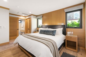 Luxurious linens line the beds