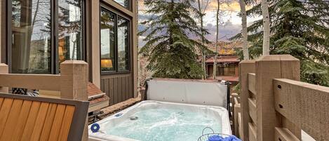 Private hot tub to relax in after a full day of mountain fun!