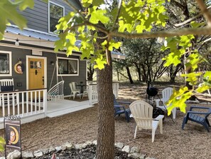 Front porch and fire pit area