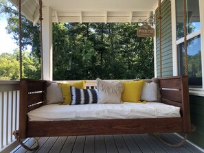 Twin size porch bed.  Perfect for late afternoon napping!