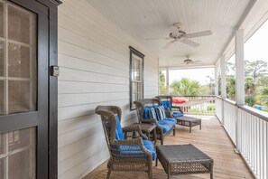 Front porch seating area of private home
Wrap around porch