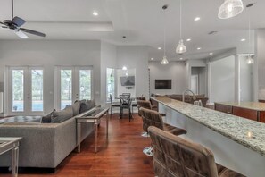 Kitchen Bar area with bar stools