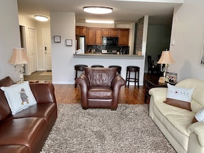 Living room with open kitchen