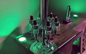 Bar with liquor dispensers