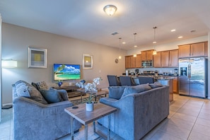 Open floorplan; Living, Dining and Kitchen all have access to the private pool!