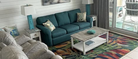 Living room with view of the ocean