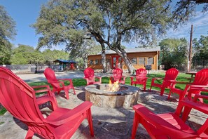 Communal firepit and charcoal grills