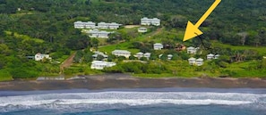 Playa Azul, yellow arrow pointing to our house

