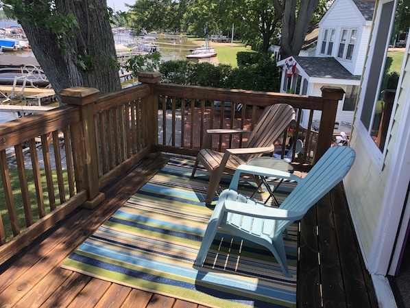 Grab your coffee - you won't find a better place to look out over Portage Lake!